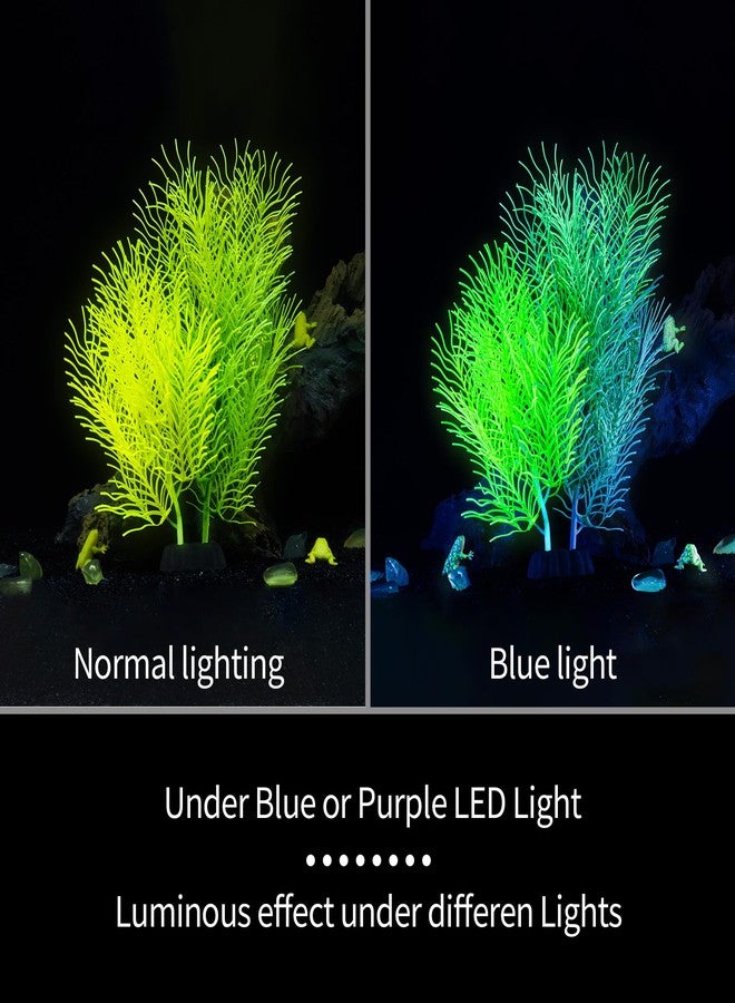 LPFLASAT Big-Yellow Aquarium Decor Artificial Plant Glowing Aquatic Plants Silicone Ornament for Fish Tank Landscape Decoration Betta Fish Tank Decor (1 Count) - Image 2